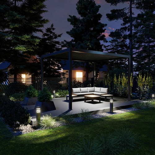 Zestaw Pergola ogrodowa tarasowa aluminiowa NORDVIC Skyline 3 x 4 m Antracyt + Żaluzja 123cm